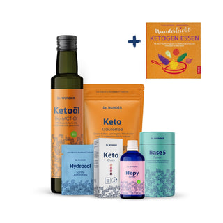 Keto BOX Basic Inhalt plus Buch Wunderleicht Ketogen Essen mit buntem Gemüse-Cover