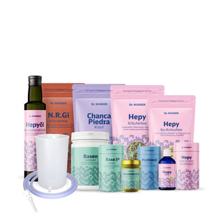 Dr. Wunder Leber BOX Deluxe mit Hepy-Produkten, Chanca Piedra, N.R.Gi Tee, Wunderbrühe und Einlauf-Set
