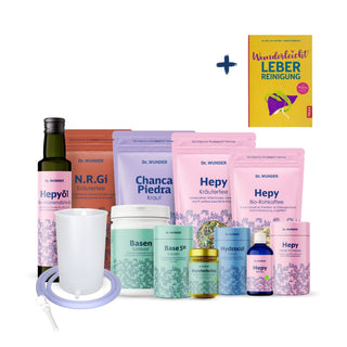 Dr. Wunder Leber BOX Deluxe Inhalt mit Buch Wunderleicht Leberreinigung und allen enthaltenen Produkten