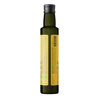 Dr. Wunder Leinöl BIO Glasflasche Rückseite mit Nährwertangaben und Bio-Zertifizierung