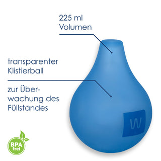 Blauer Klistierball 225 ml Volumen, transparent und BPA-frei zur Füllstandskontrolle