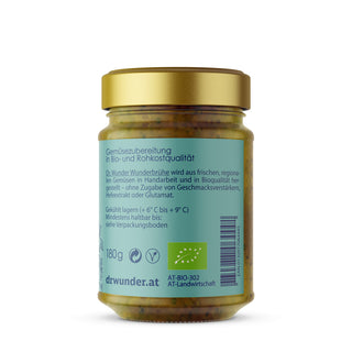 Wunderbrühe BIO Rückseite – 180-g-Glas mit Bio-Siegel, AT-BIO-302, vegane Zutatenliste, drwundero.shop