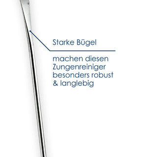 Dr. Wunder Zungenreiniger – Detailbild der robusten Bügel aus Edelstahl, besonders langlebig
