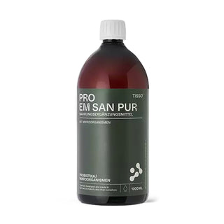 Tisso Pro EM San Pur 1000 ml – dunkelbraune Flasche mit dunkelgrüner Etikette, Probiotika & Mikroorganismen