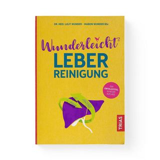 Wunderleicht Leberreinigung Buch – gelbes Cover mit lila Leber-Illustration, TRIAS Verlag, Neuauflage