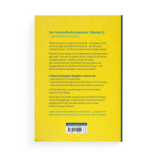 Rückcover Alles über Vitamin D – gelber Hintergrund mit deutschem Klappentext, Barcode und wunderleicht.org