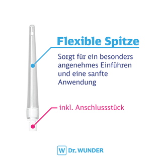 Infografik Dr. Wunder Klistierspitze: Flexible Spitze für angenehmes Einführen, inkl. Anschlussstück